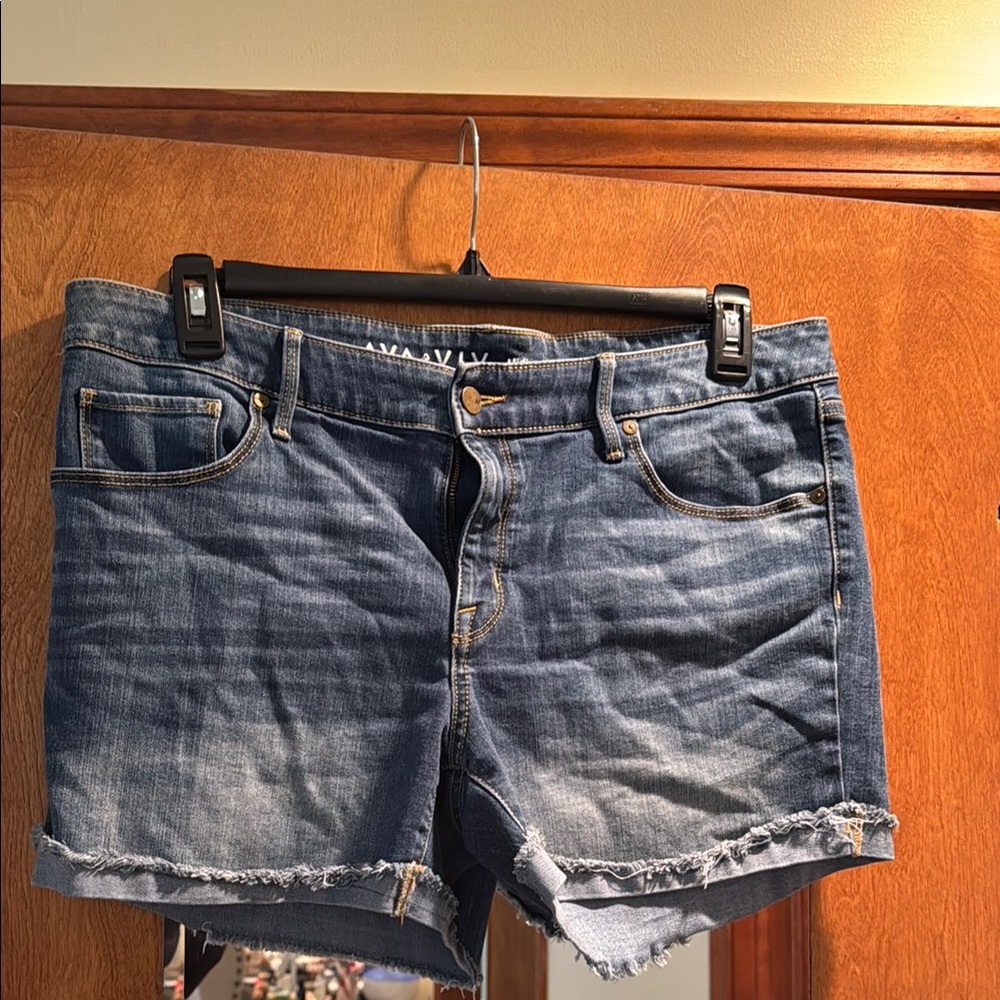Ava & Viv Blue Jean Shorts with Distressed Raw Hem